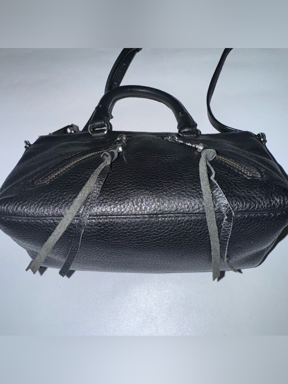 Rebecca Minkoff Black Micro Moto Leather Satchel Bag Crossbody Strap - Picture 5 of 16